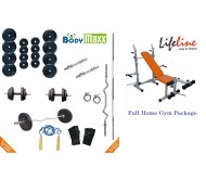 100 KG Body Maxx Complete Home Gym Set + Lifeline Multi Purpose Bench Press + 4 Rods & Lots more..!!